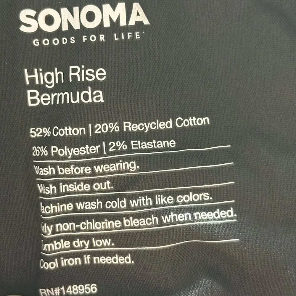 Sonoma Womens High Rise Black Denim Bermuda Shorts Size 12 Cotton Blend - Picture 5 of 9